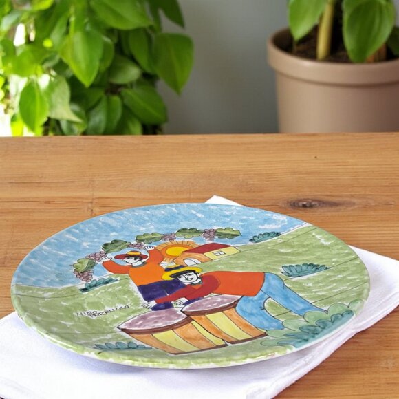 Nino Parrucca Pottery Modernist Plate 8.5" Made in Italy #148 Grape Harvest - Picture 6 of 8